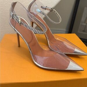 AMINA MUADDI URSINA GLASS HEELS – SIZE 9B – NWT – RARE & GORGEOUS ✨Authentic